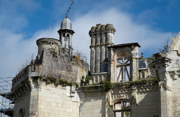 Renaissance castle of  La Mothe-Chandeniers, France. A RENAISSANCE/NEOGOTHIC-style castle of the...