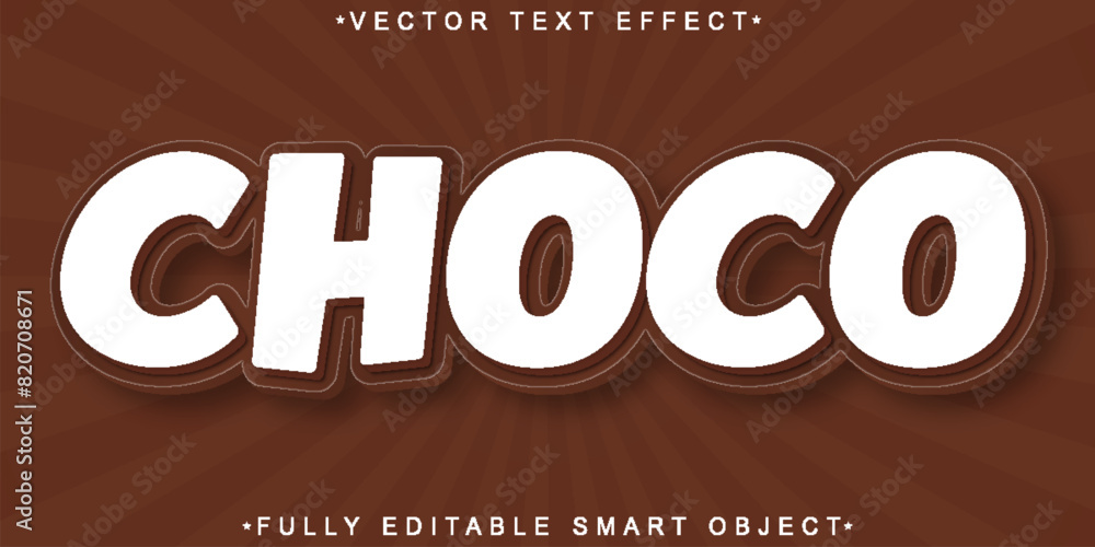 Poster cartoon brown choco vector fully editable smart object text effect