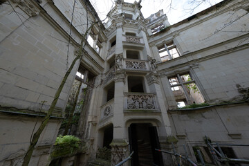 Renaissance castle of  La Mothe-Chandeniers, France. A RENAISSANCE/NEOGOTHIC-style castle of the 