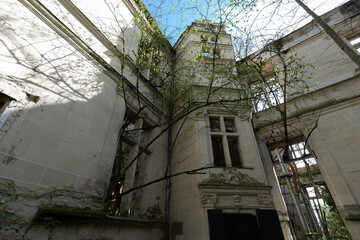 Renaissance castle of  La Mothe-Chandeniers, France. A RENAISSANCE/NEOGOTHIC-style castle of the...