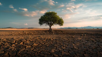 Climate Change Vulnerability: A Solitary Tree's Fight Against Drought and Desertification