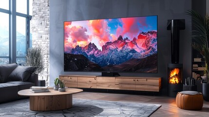 Samsung galaxy s9 smart TV, adopts modern minimalist futuristic style,