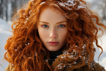 Portrait of a girl in winter outdoor