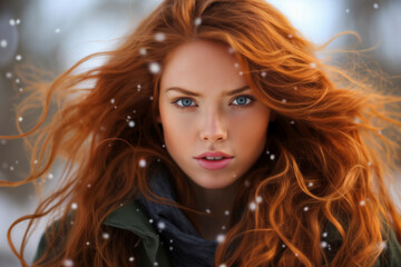 Portrait of a girl in winter outdoor