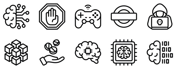 Obraz premium Cyberpunk Icon Set Sleek Line Style Collection