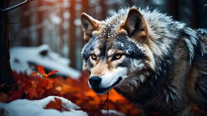 Fototapeta premium wolf in the snow