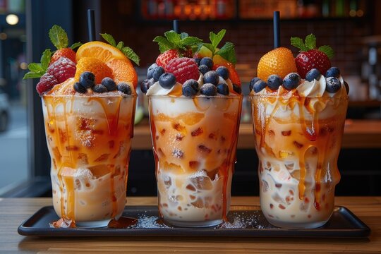 Various shaved ice dessert summer treat professional advertising food photography