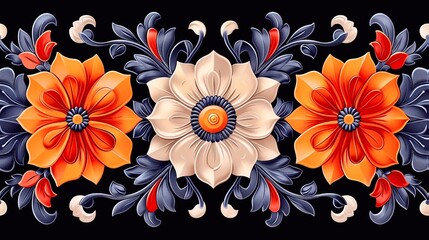 seamless pattern border, bold colors 