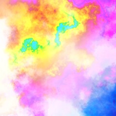 Fractal render, abstract fantasy background of colorful sky with colorful clouds