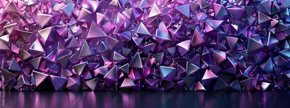 Poster abstract background created by purple triangles lined up to form a beautiful pattern.