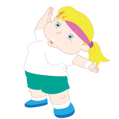 Fat girl doing stretch