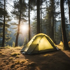 camping in the forest, Generative AI