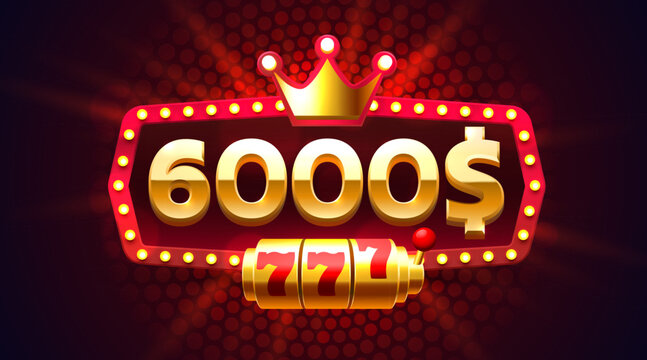 Casino coupon special voucher 6000 dollar, Check banner special offer. Vector illustration