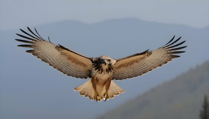 A Hawk With Its Wings Spread Wide Riding The Ther