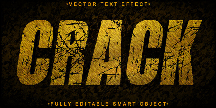 Worn Yellow Crack Vector Fully Editable Smart Object Text Effect