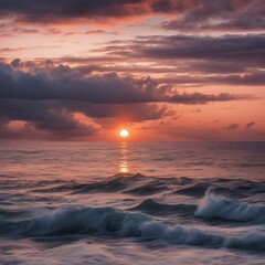 sunset over the sea, Generative AI