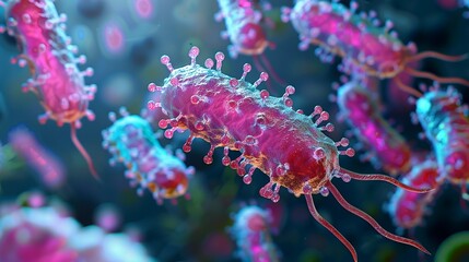 Science microscopic background, Magnified view of protozoa and other single-celled organisms Illustration image,