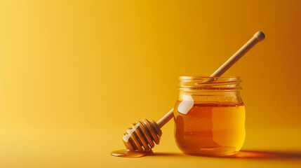 Jar of Honey With Wooden Honey Dipper