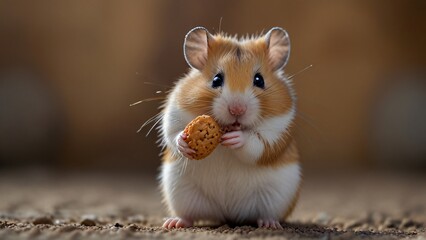 cute hamster eat peanut with blurr background