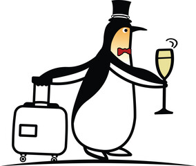 Penguin Traveling Logo design Template