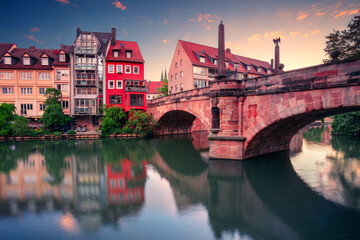 Nuremberg, Germany. Cityscape image of old town Nuremberg, Germany at spring sunrise.