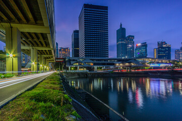 downtown city at night