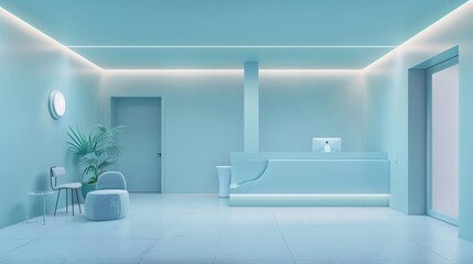 Bluish color health care room, minimal