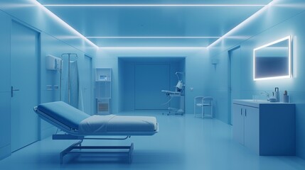 Bluish color health care room, minimal