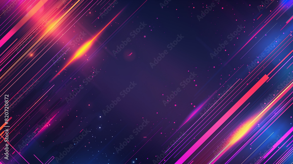 Poster retro abstract colorful banner with blinks and glowing neon lines, web and display wallpaper with br