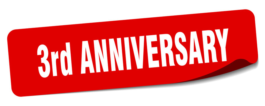 3rd anniversary sticker. 3rd anniversary label