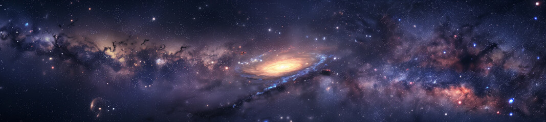 Fototapeta premium Expansive view of a vibrant galaxy cluster, teeming with stars and nebulae