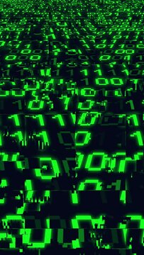 Perspective wall of binary code. Digital pattern background