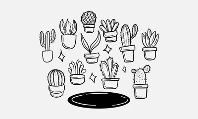 cactus hand drawn doodle illustrations vector