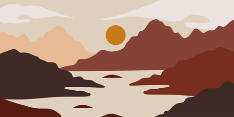 Abstract mountain landscape vector illustration