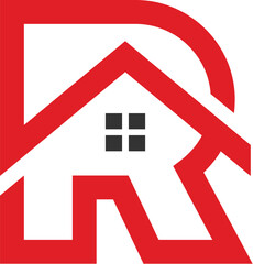 Letter R with Real Estate logo design