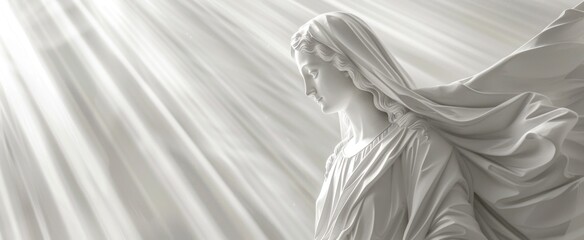 Divine Statue of Virgin Mary with Radiant Backdrop