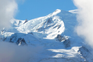 Panorama of the French Alps mountain in winter