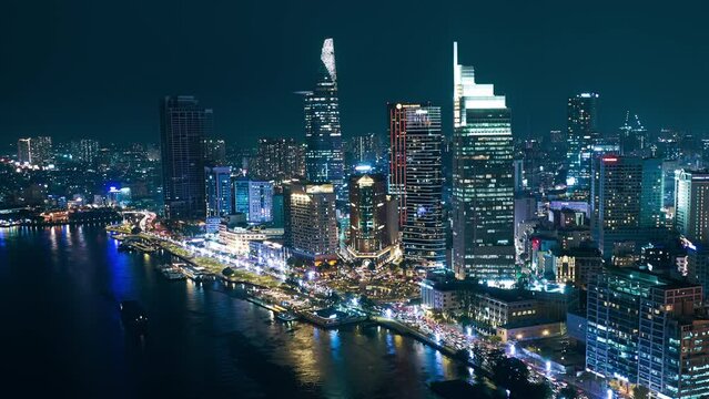 Beautiful cityscape view of Ho Chi Minh city, Vietnam in night