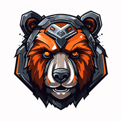 bear head robot logo illustration
