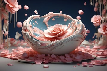 rose petals in a vase