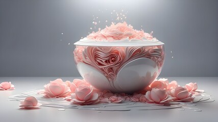 cup of tea with pink roses