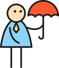 Businessman Holding Umbrella Stick Figure
