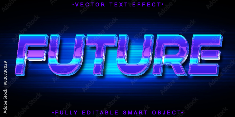 Poster colorful shiny future vector fully editable smart object text effect