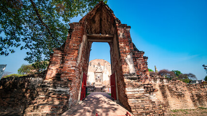 The entrance arch to Wat Ratchaburana is an old temple over six hundred years old, built during the...