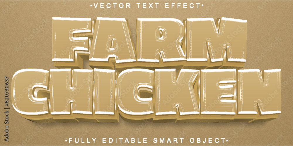 Poster cartoon chicken farm vector fully editable smart object text effect