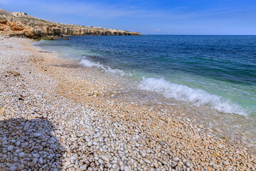 The “Grotte di Ripalta (Ripalta's Caves)” beach in Bisceglie, Puglia, where you can admire...