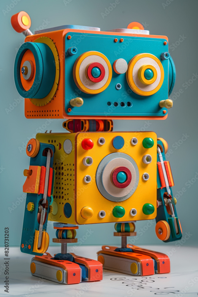 Poster colorful kit to create simple robot for stem learning