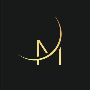 Moon with Letter M logo design