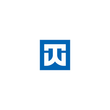 TW monogram logo inside blue square. T & W initials.