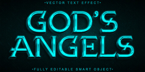 Turquoise Shiny Blue God's Angels Vector Fully Editable Smart Object Text Effect